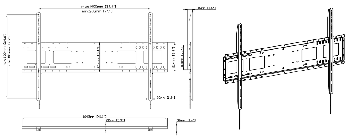 Vision Heavy Duty Flat-Panel Wall Mount 1000×600