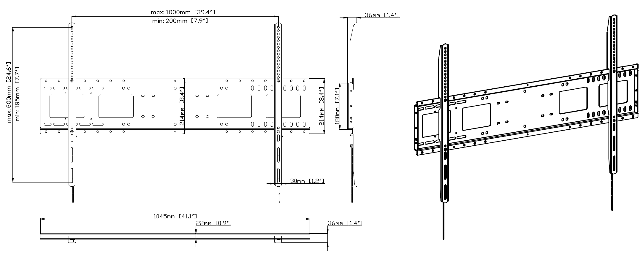 Vision Heavy Duty Flat-Panel Wall Mount 1000×600