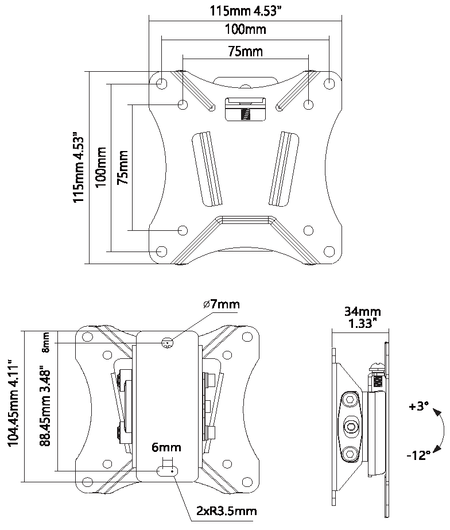 Vision Tilting Monitor Wall Mount 100×100