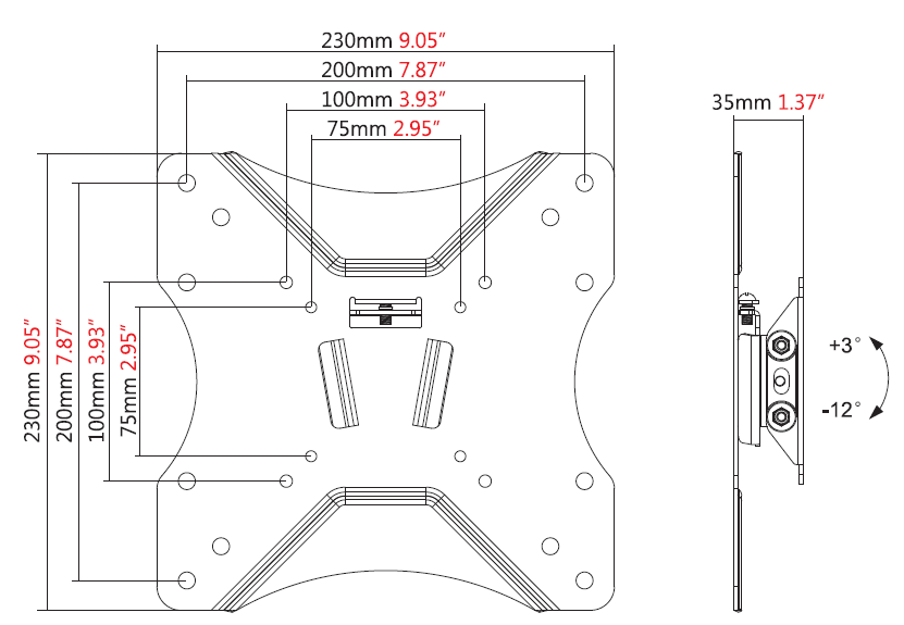 Vision Tilting Flat-Panel Wall Mount 200×200