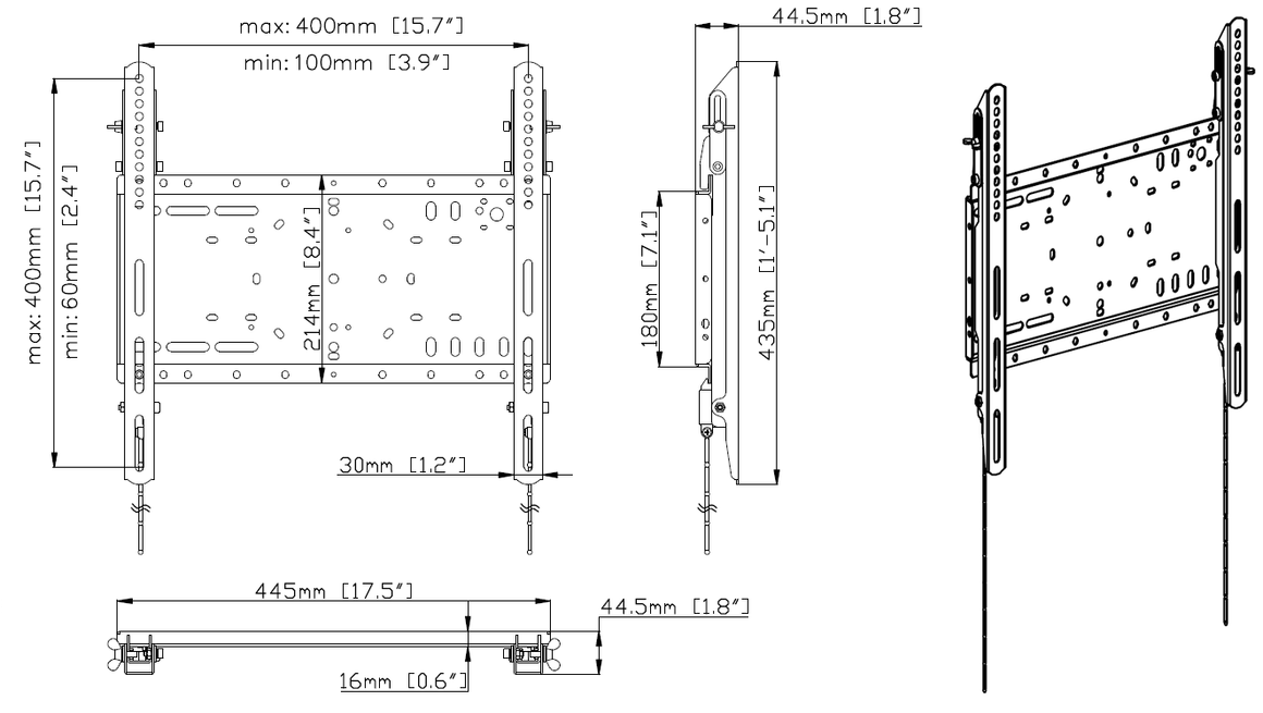 Vision Heavy Duty Tilting Flat-Panel Wall Mount 400×400
