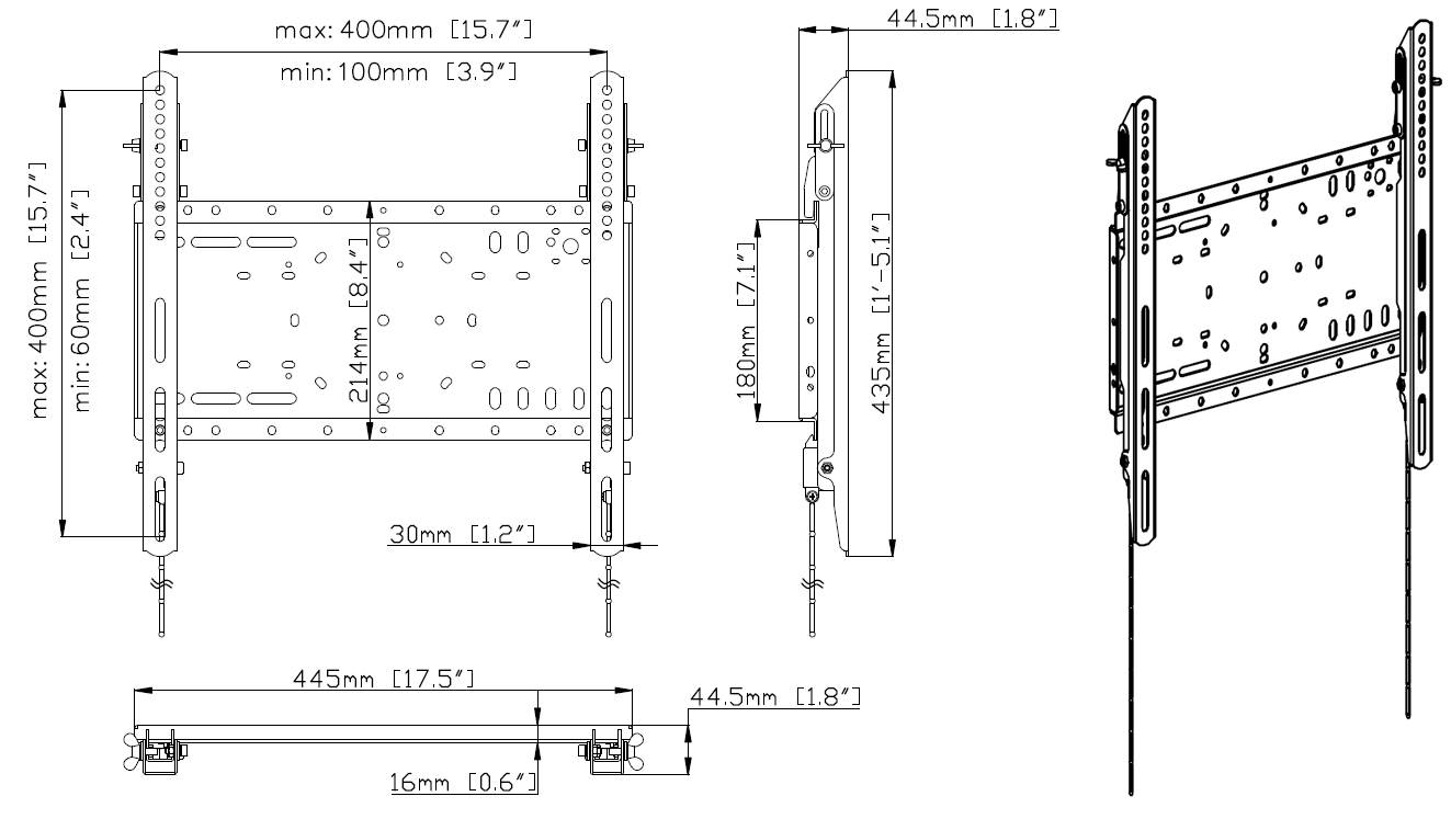 Vision Heavy Duty Tilting Flat-Panel Wall Mount 400×400