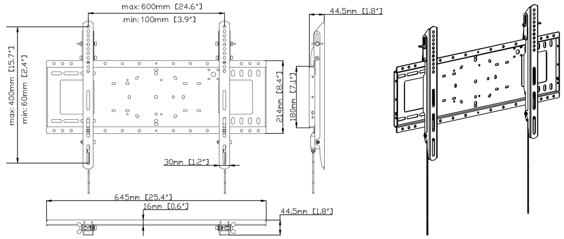 Vision Heavy Duty Tilting Flat-Panel Wall Mount 600×400