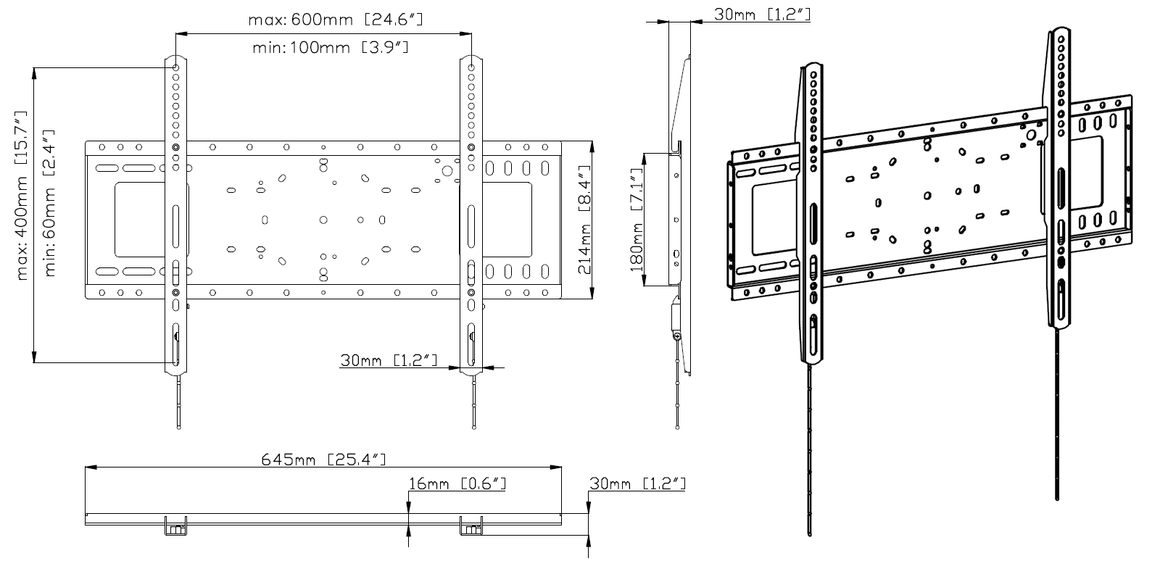 Vision Heavy Duty Flat-Panel Wall Mount 600×400
