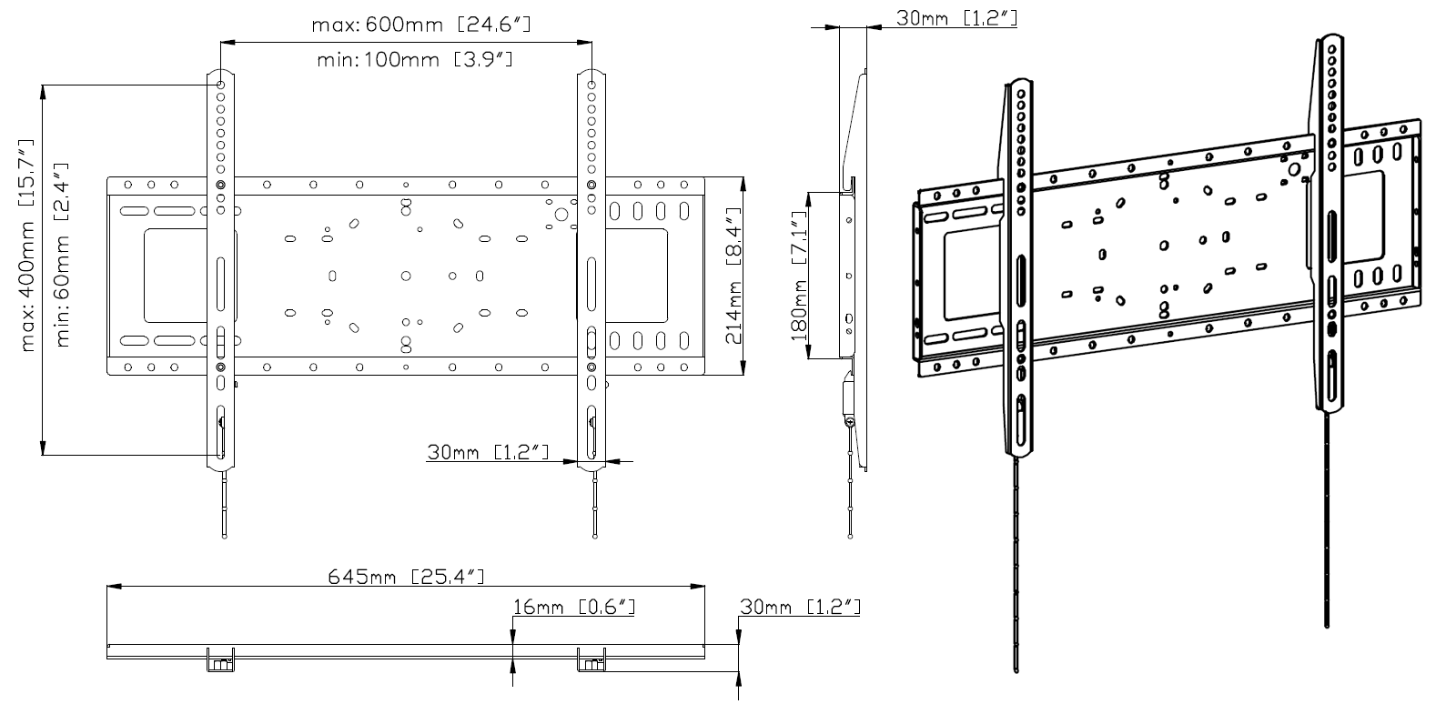 Vision Heavy Duty Flat-Panel Wall Mount 600×400