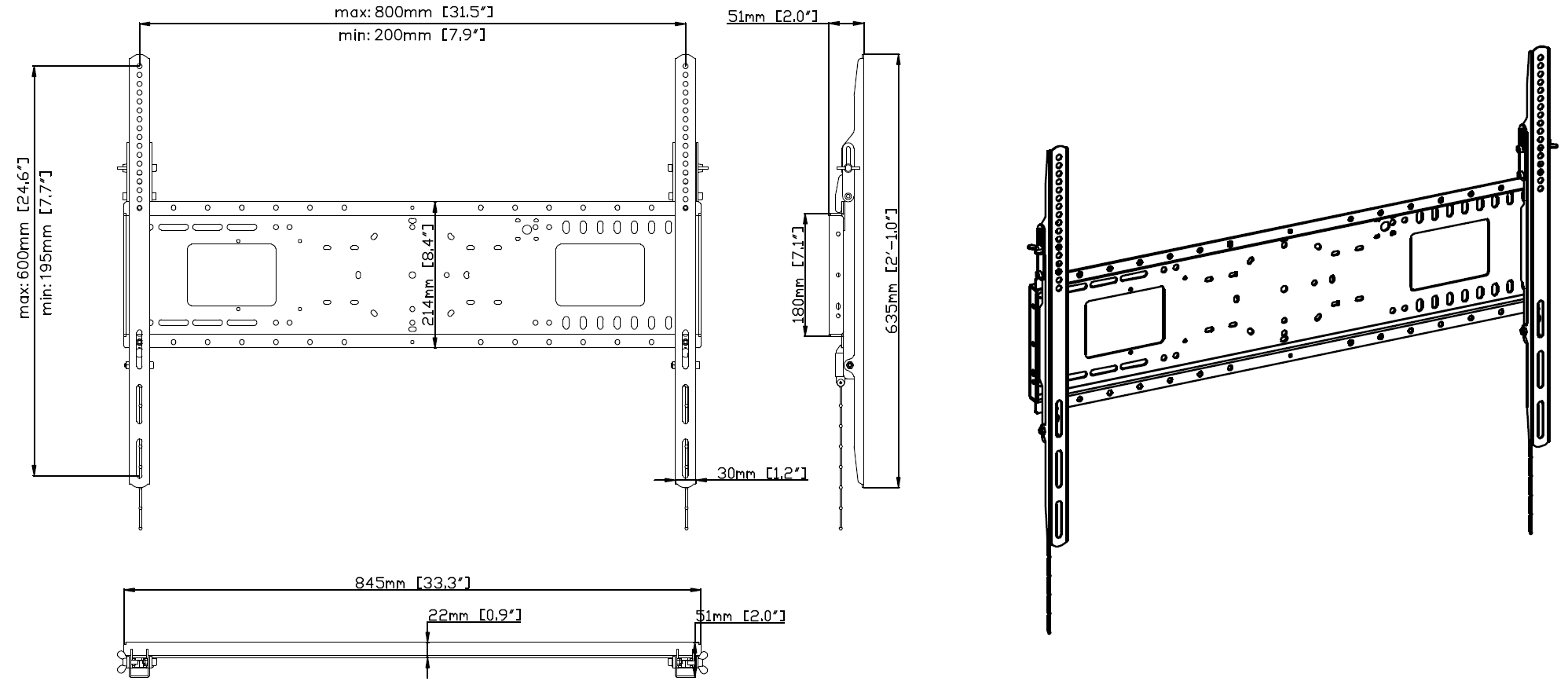Vision Heavy Duty Tilting Flat-Panel Wall Mount 800×600