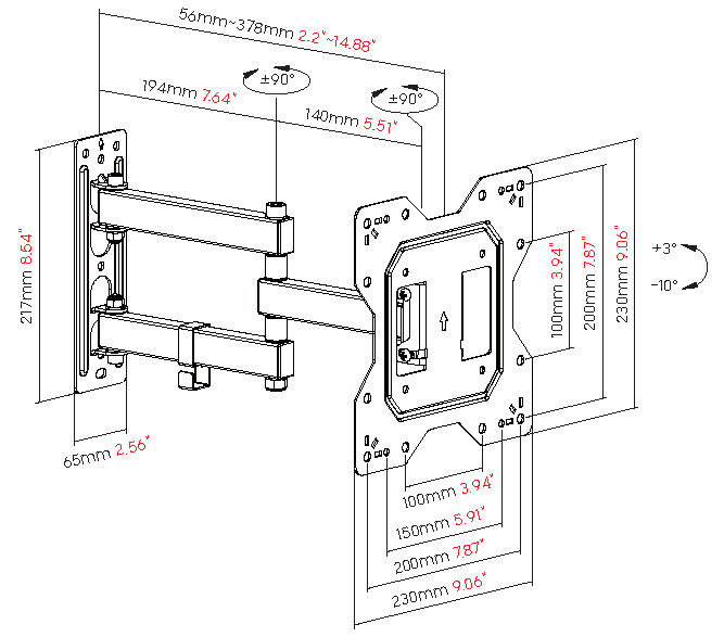 Vision Flat-Panel Wall Arm 200x200