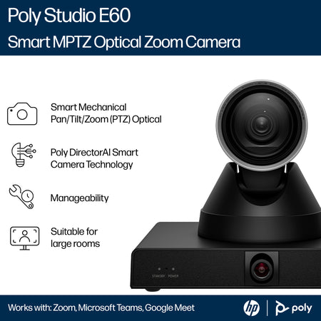 HP Poly Studio E60 Smart Camera 4K MPTZ with 12x Optical Zoom