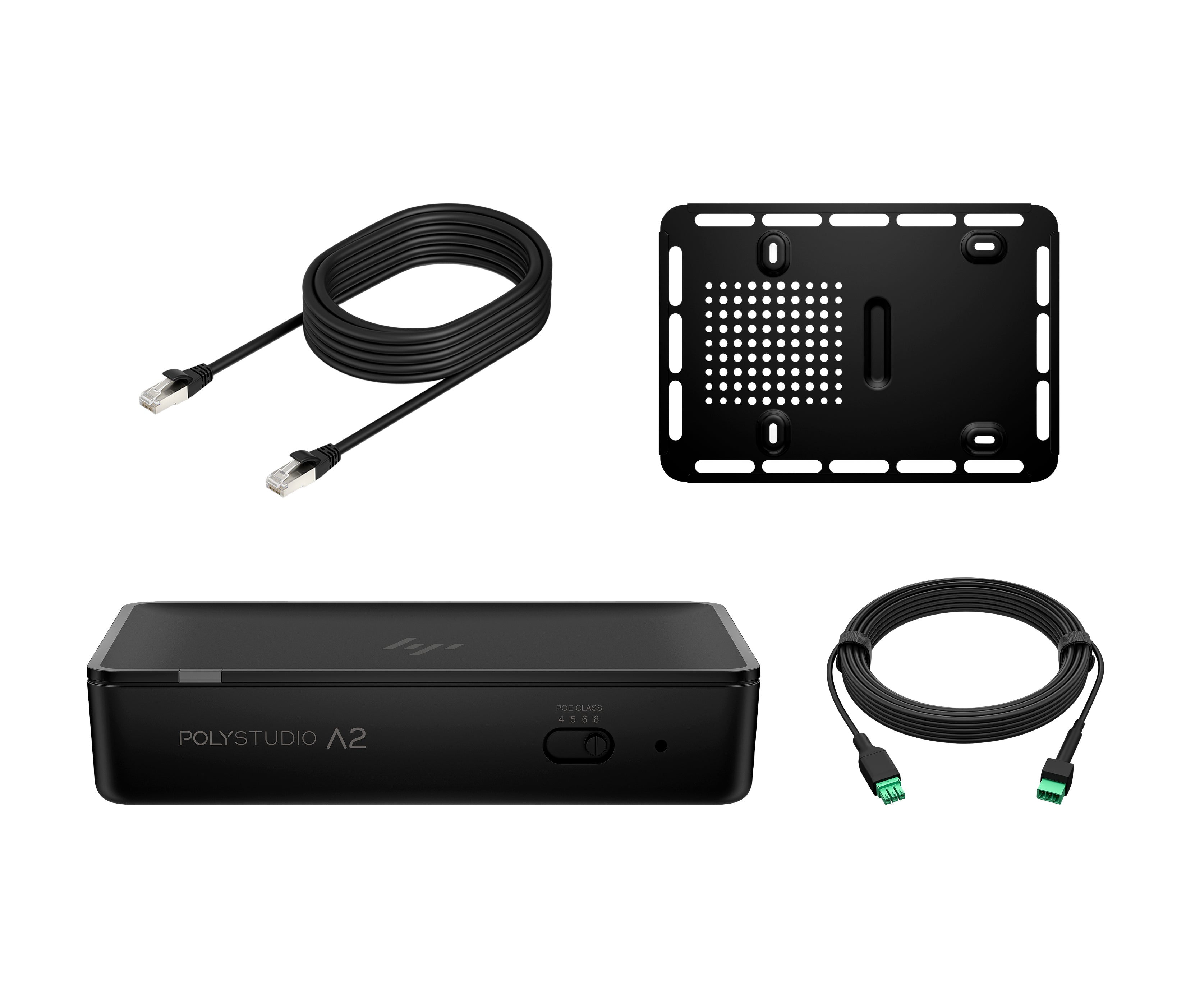 HP Poly Studio A2 Audio Bridge with CAT6A and Mic Extension Cable and Mounting Plate